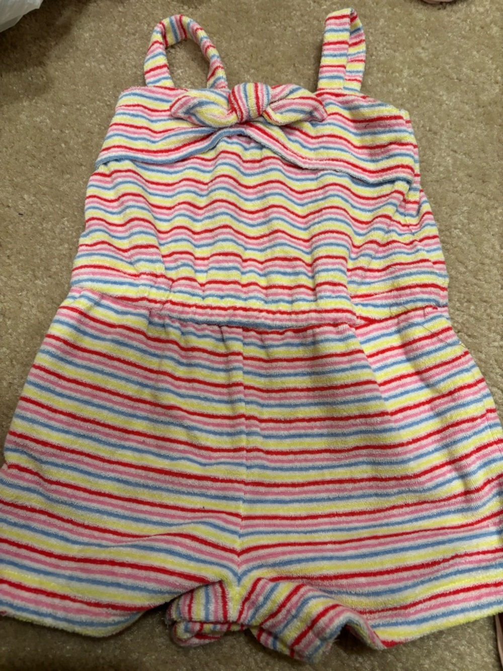 Janie and Jack Multicolor Striped Terry Romper - Red, Pink, Blue, Yellow